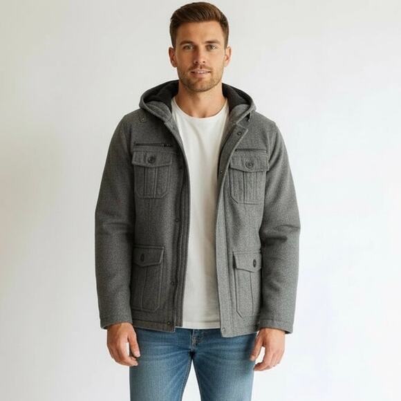 Structure | Jackets & Coats | Structure Mens Wool Blend Hooded Jacket ...